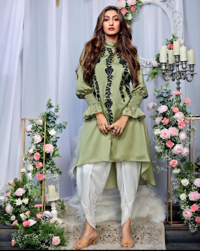 Polo neck kurta Short long with Dhoti pants