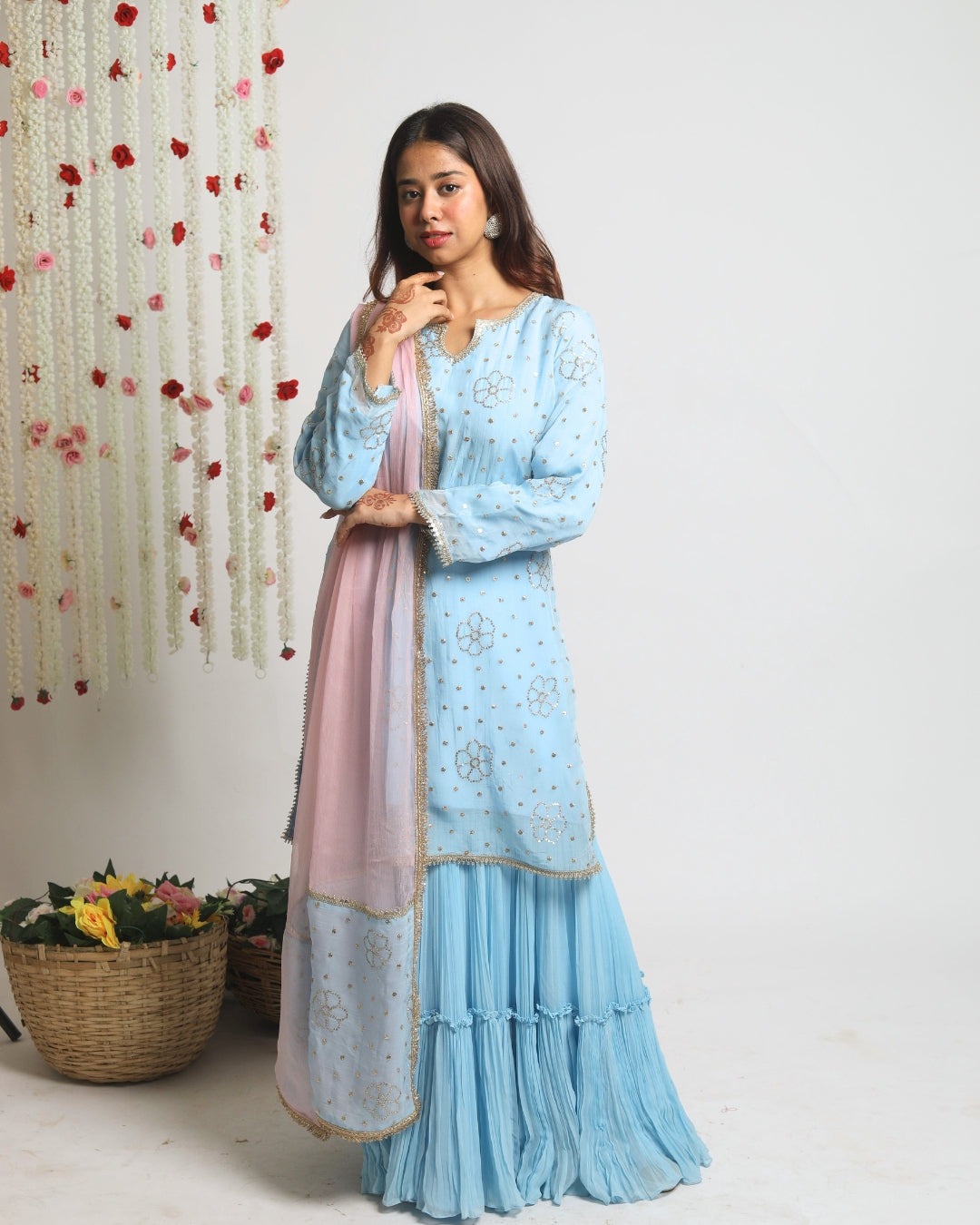 HOOR~ Gharara with short top and dupatta