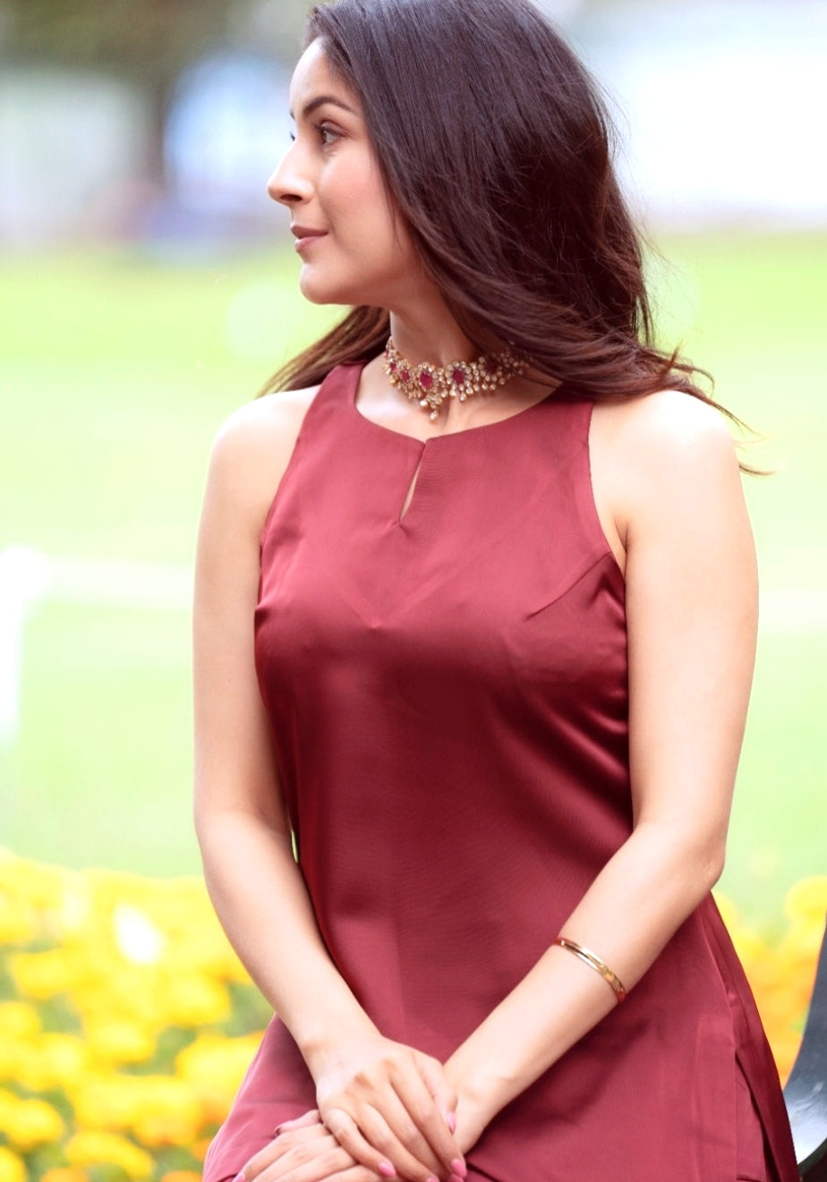Short top with farsi salwar and dupatta