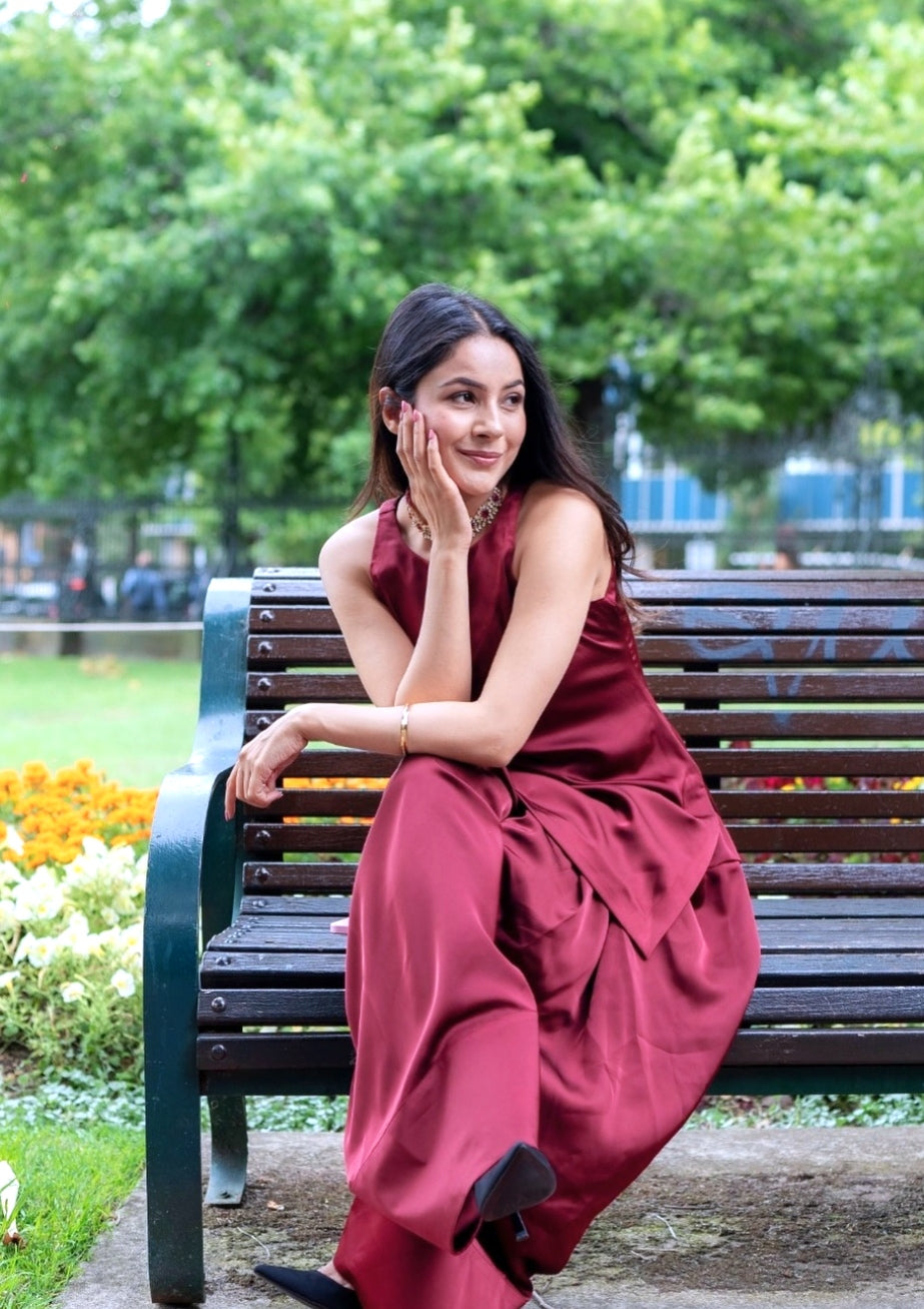 Short top with farsi salwar and dupatta