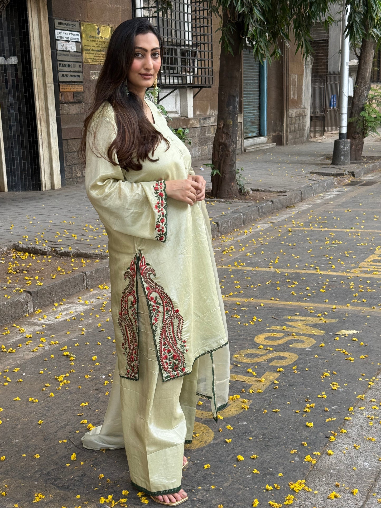 Long Kurta with Farsi Salwar and Tissue Silk Dupatta