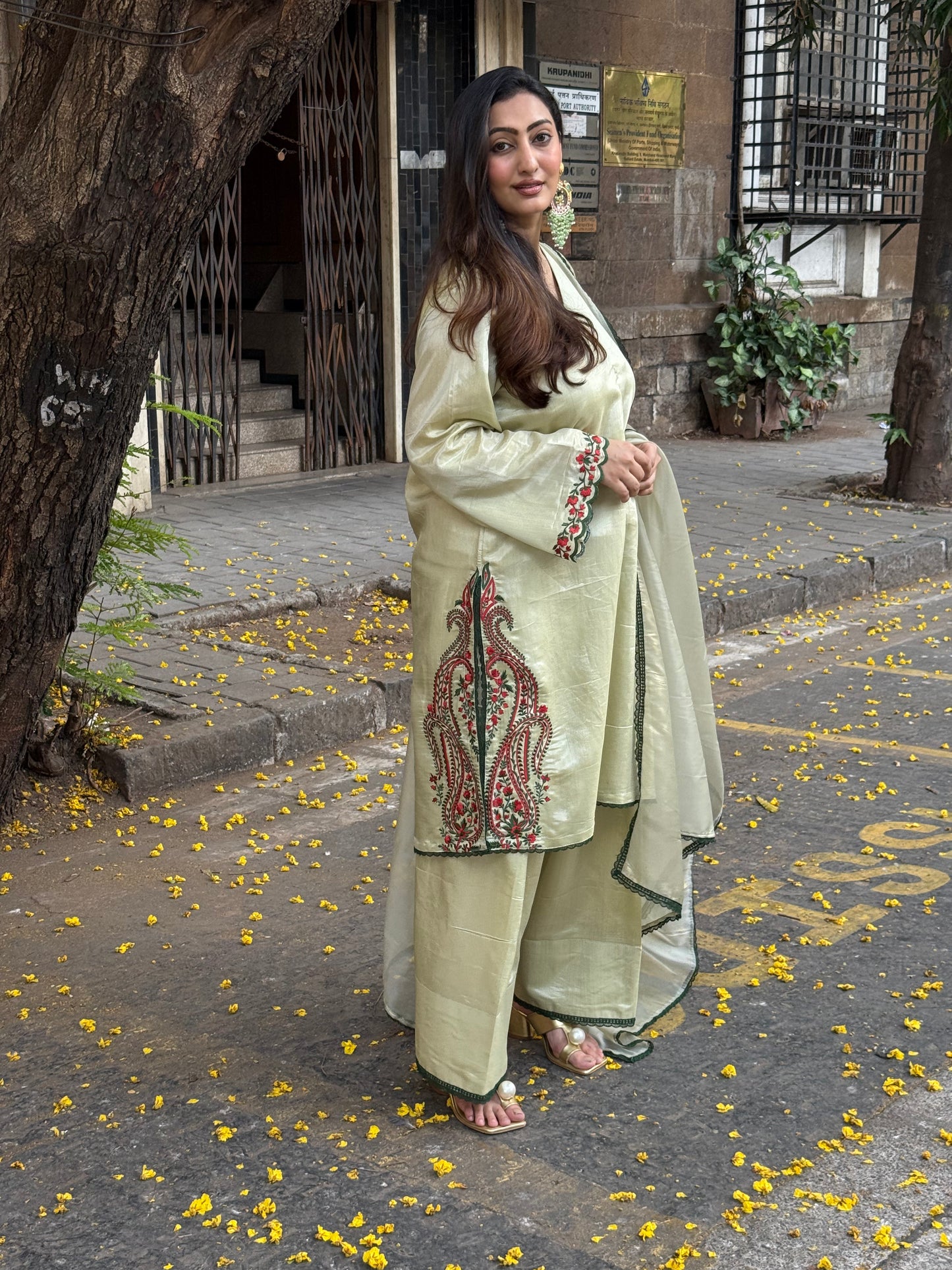 Long Kurta with Farsi Salwar and Tissue Silk Dupatta