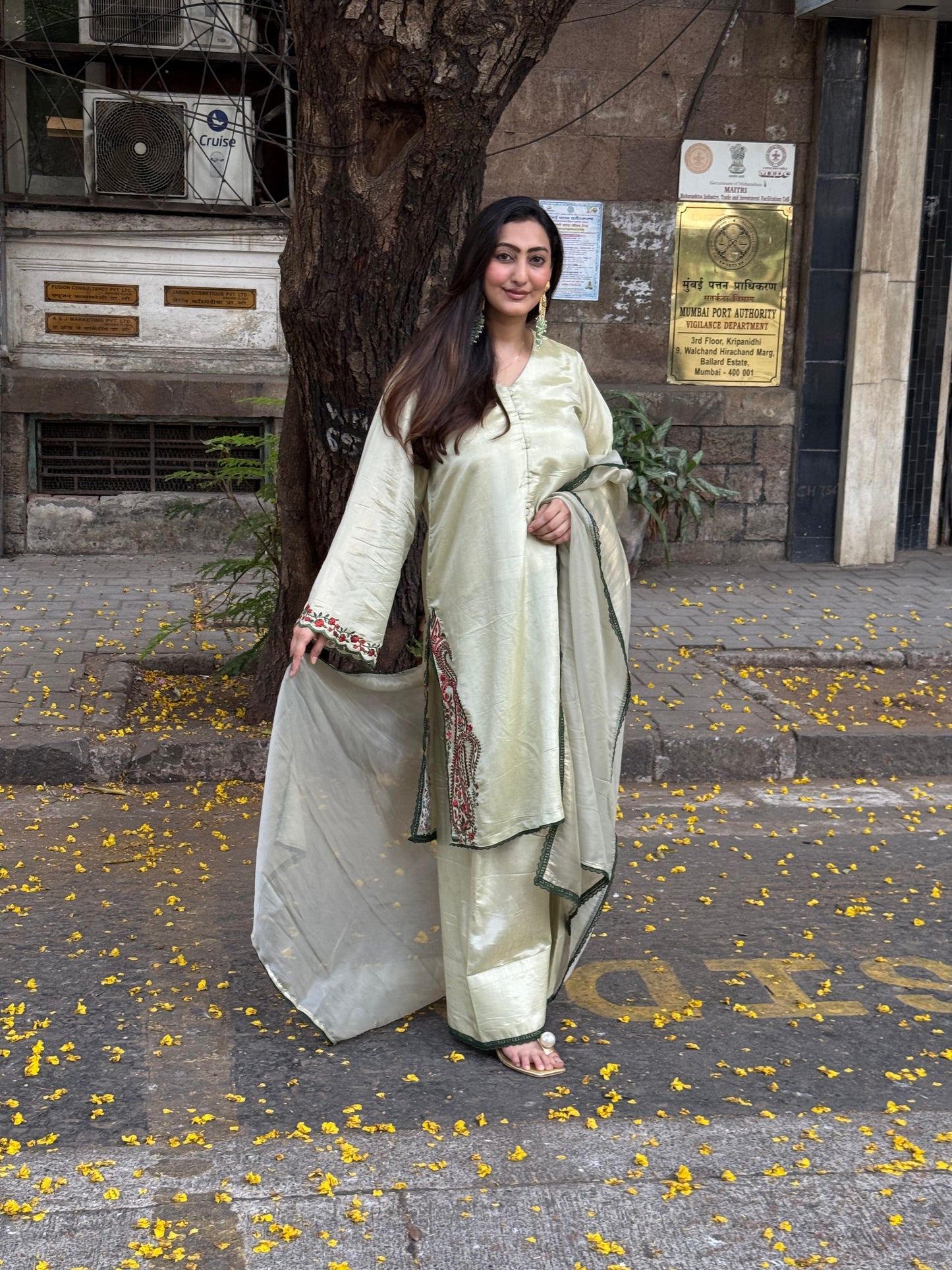 Long Kurta with Farsi Salwar and Tissue Silk Dupatta