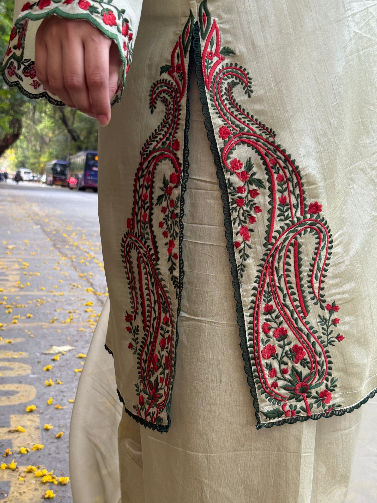 Long Kurta with Farsi Salwar and Tissue Silk Dupatta