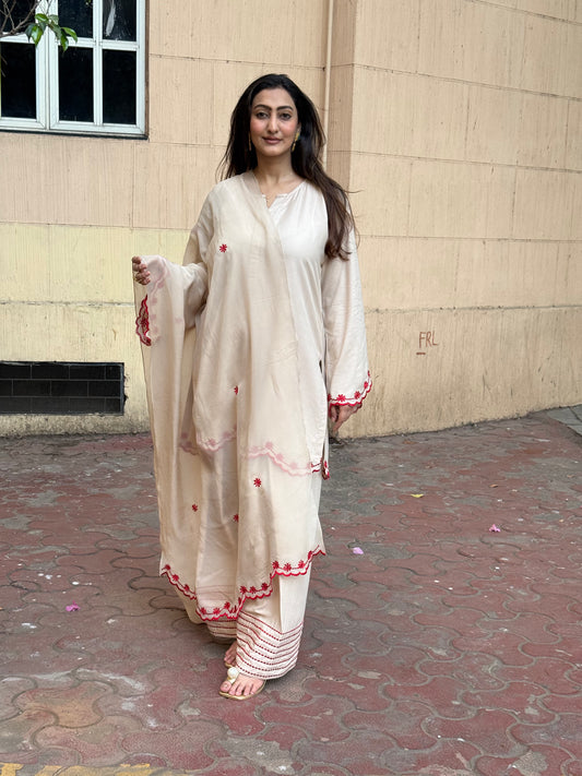 Short Kurta with Farsi Salwar and Silk Dupatta