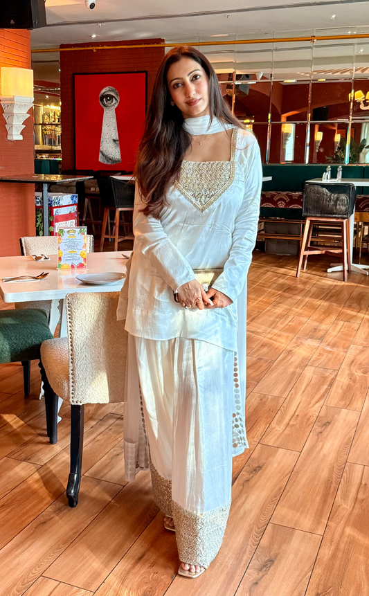 Farsi Salwar with Short top and Dupatta