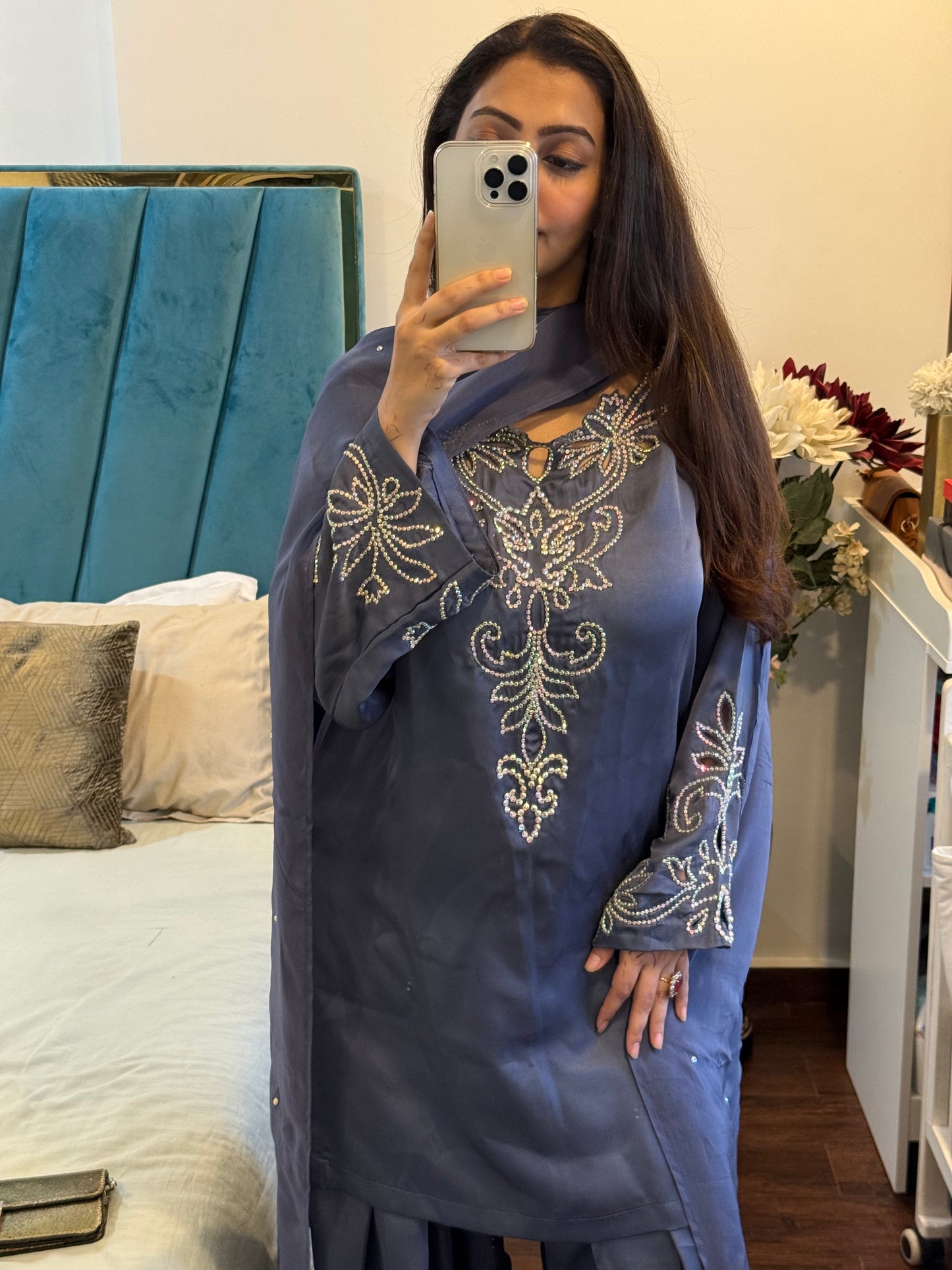 Crystal handwork farsi salwar set