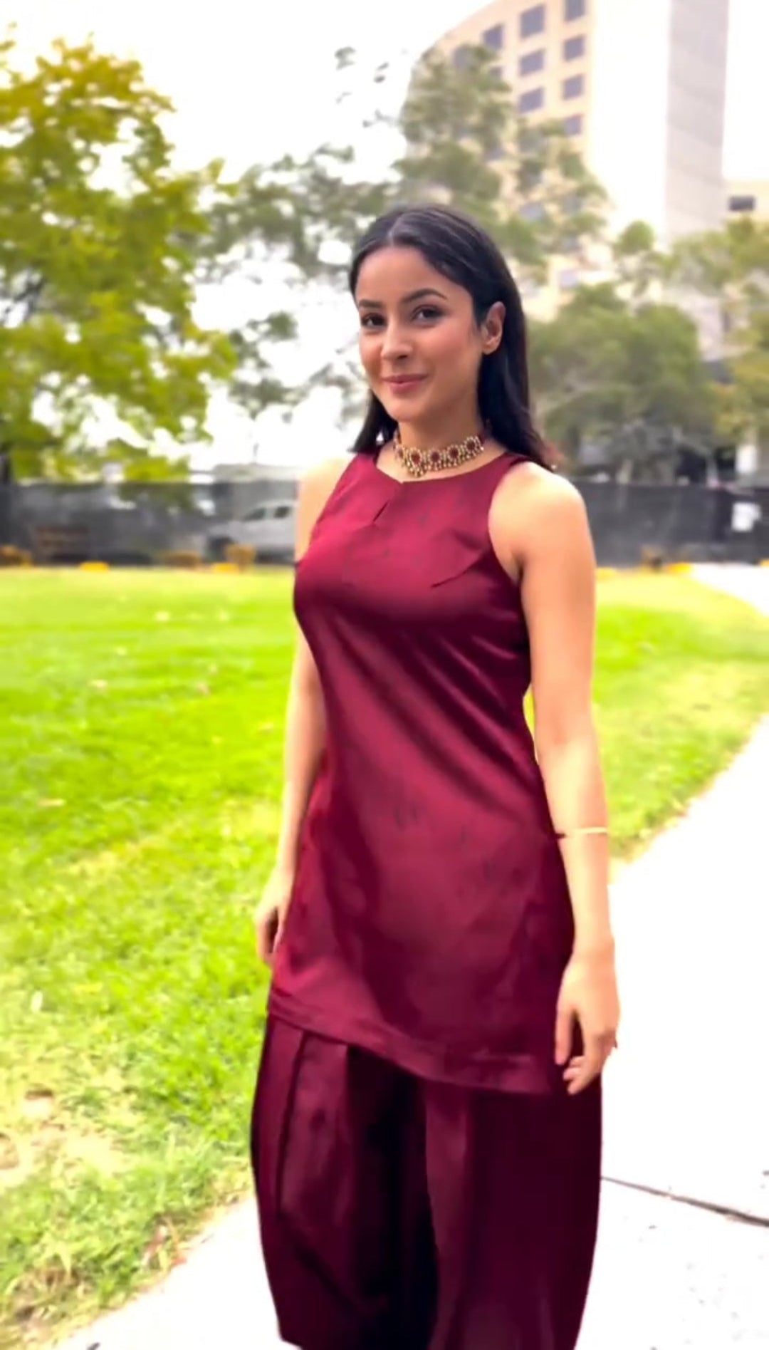 Short top with farsi salwar and dupatta