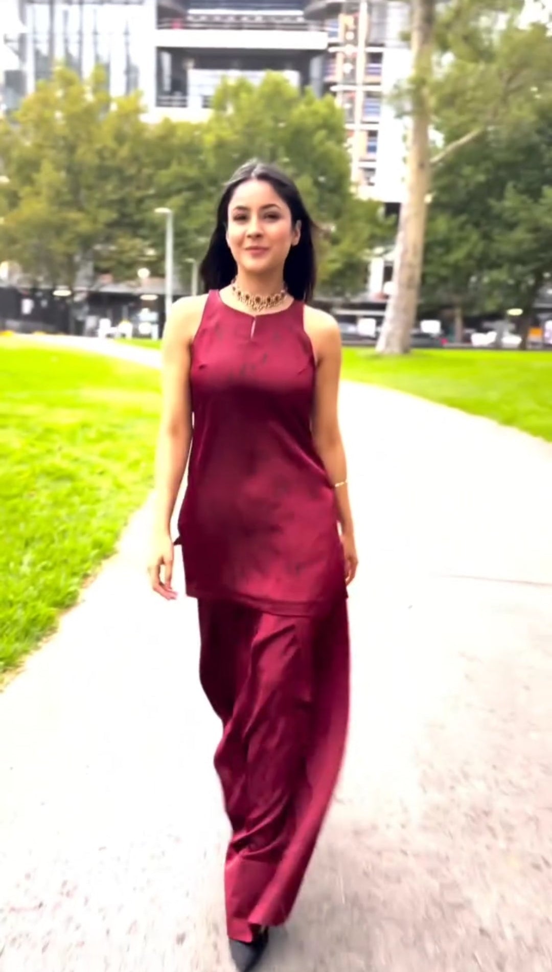 Short top with farsi salwar and dupatta