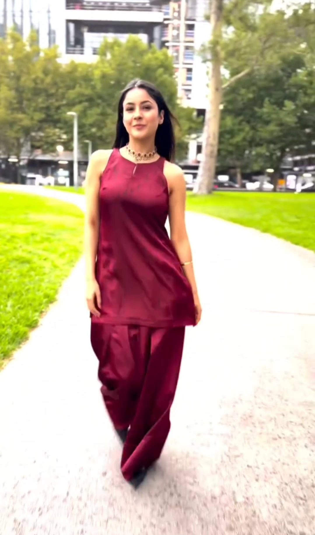 Short top with farsi salwar and dupatta