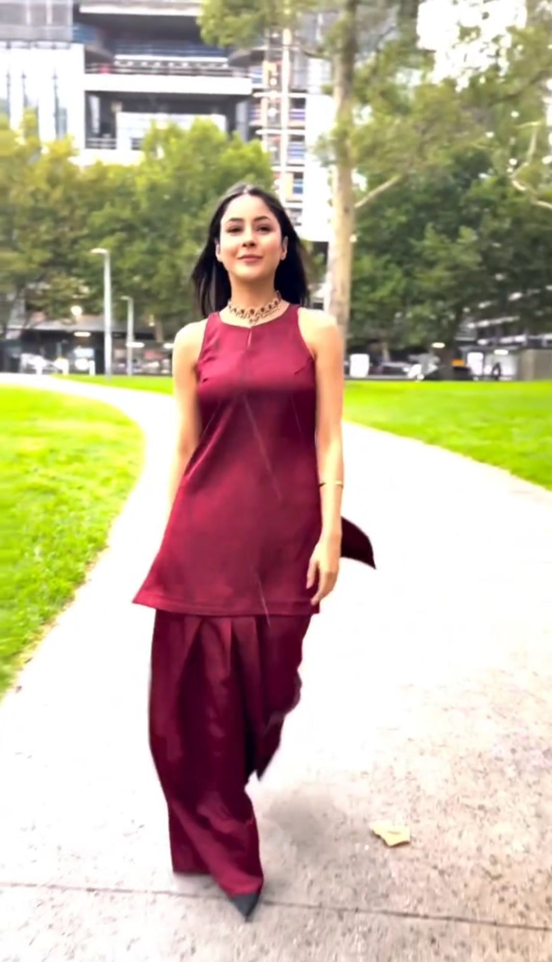 Short top with farsi salwar and dupatta