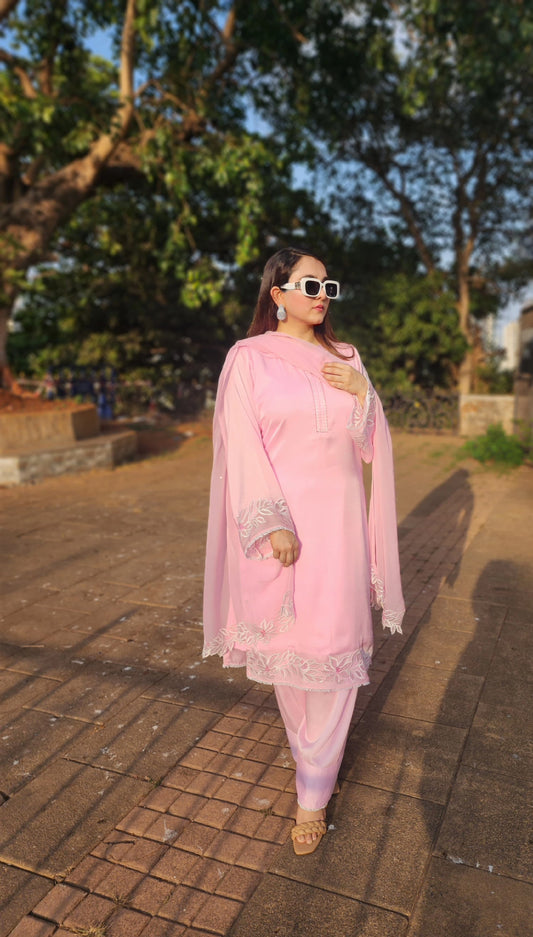 Cut work Long Kurta with Farsi salwar and dupatta