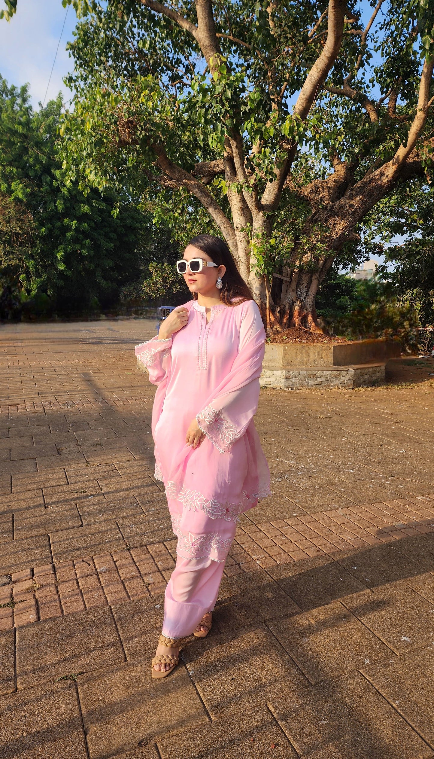 Cut work Long Kurta with Farsi salwar and dupatta