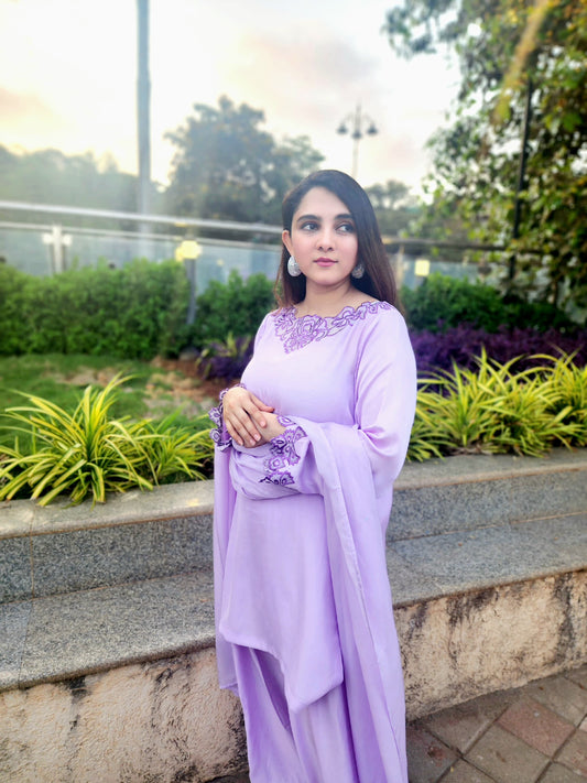 Cut work short top with Farsi salwar and dupatta