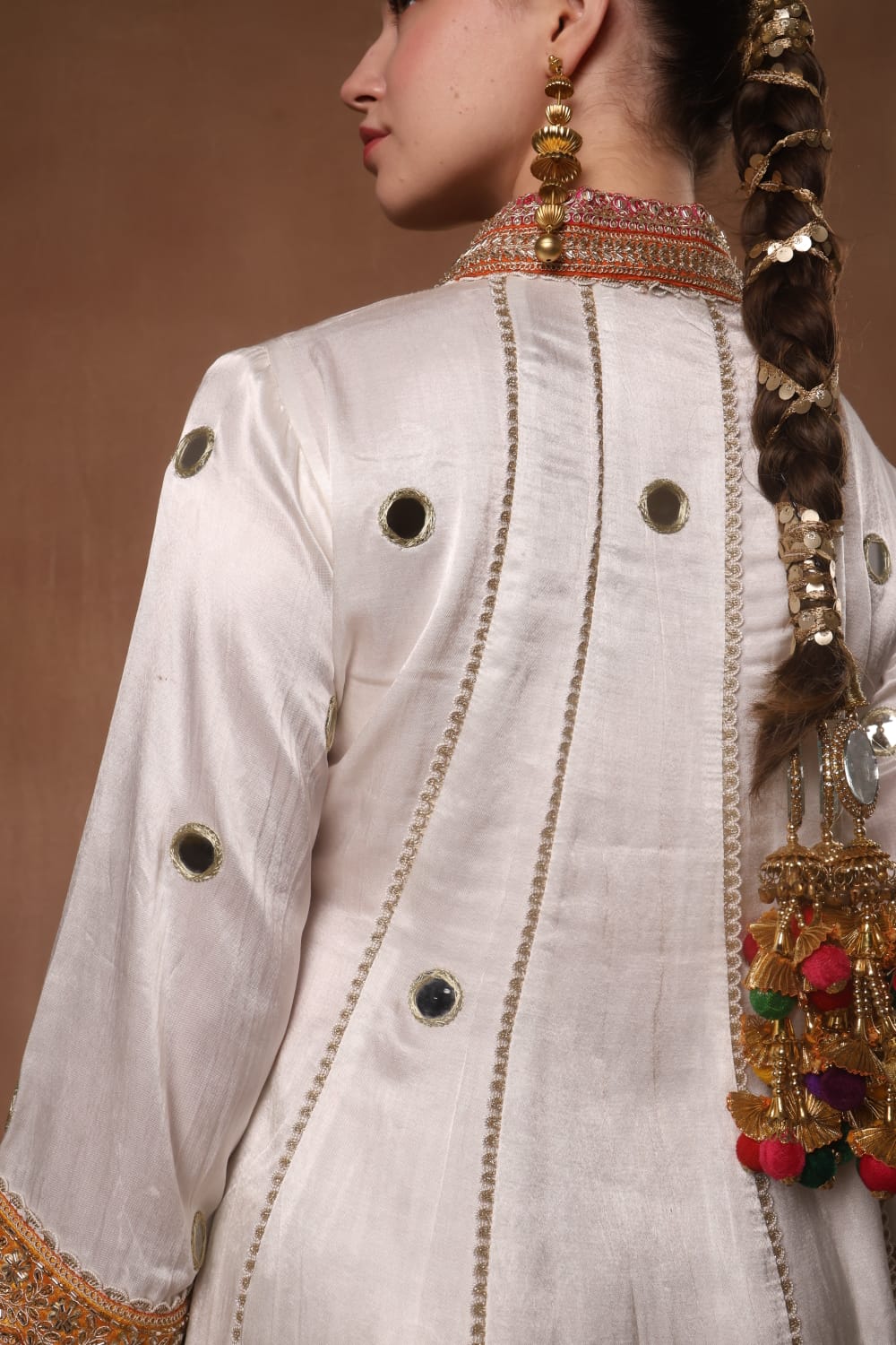 Kalidar off white Short Kurta with Kalidar Plazzo and Dupatta