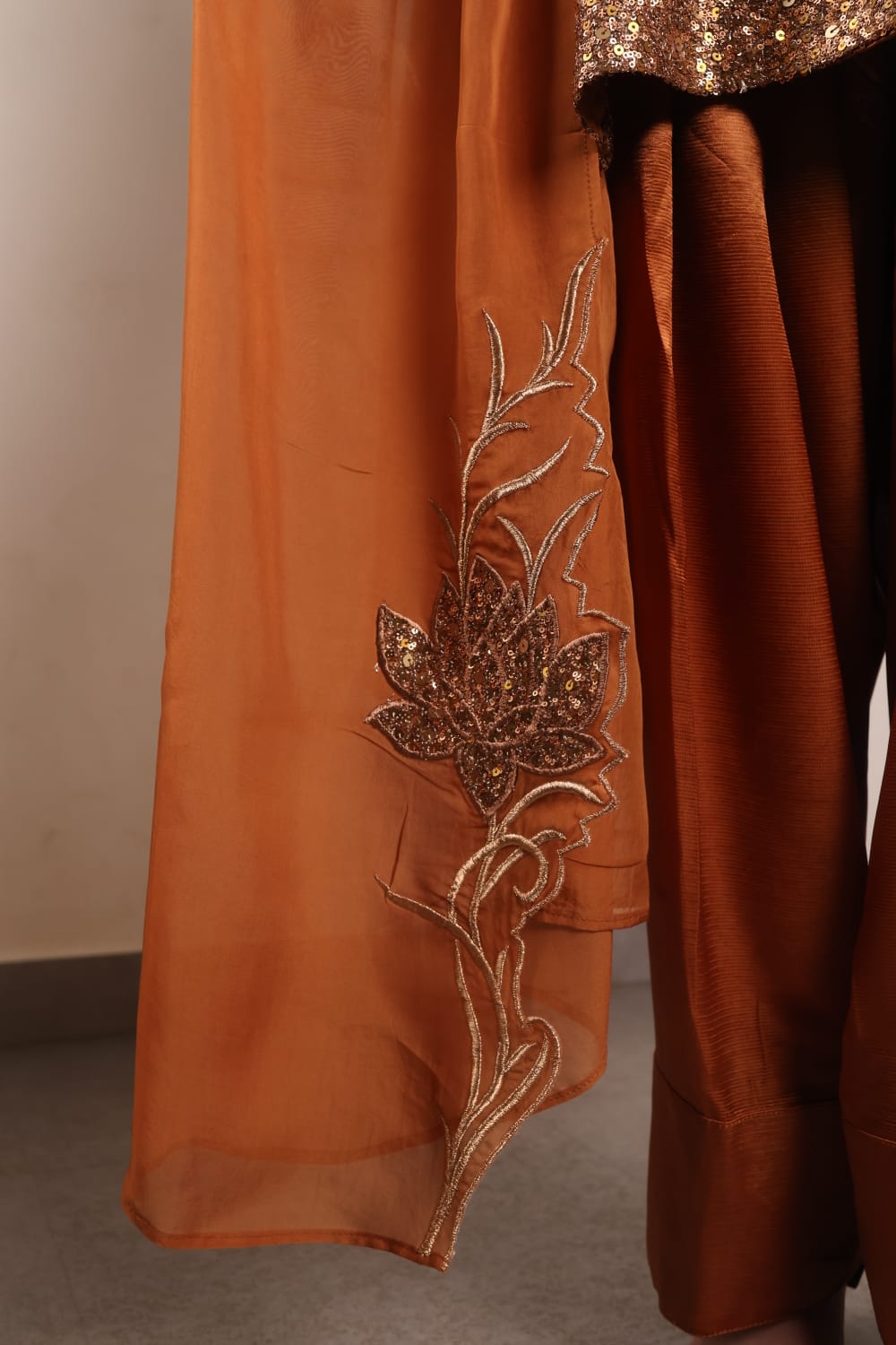 Sequence work Short kurti with Farsi Salwar and Dupatta