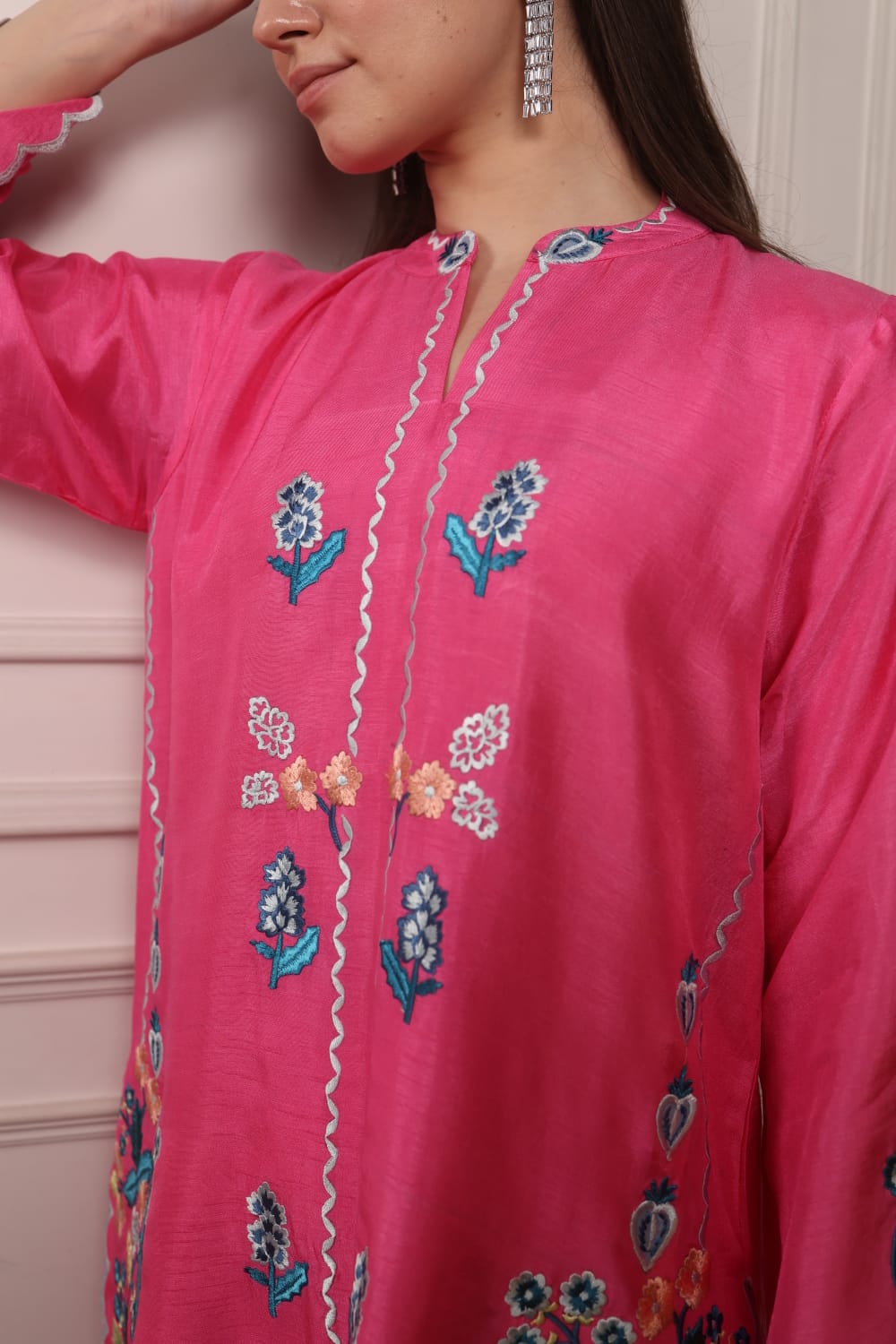 Embroidered Short Kurta with Pants