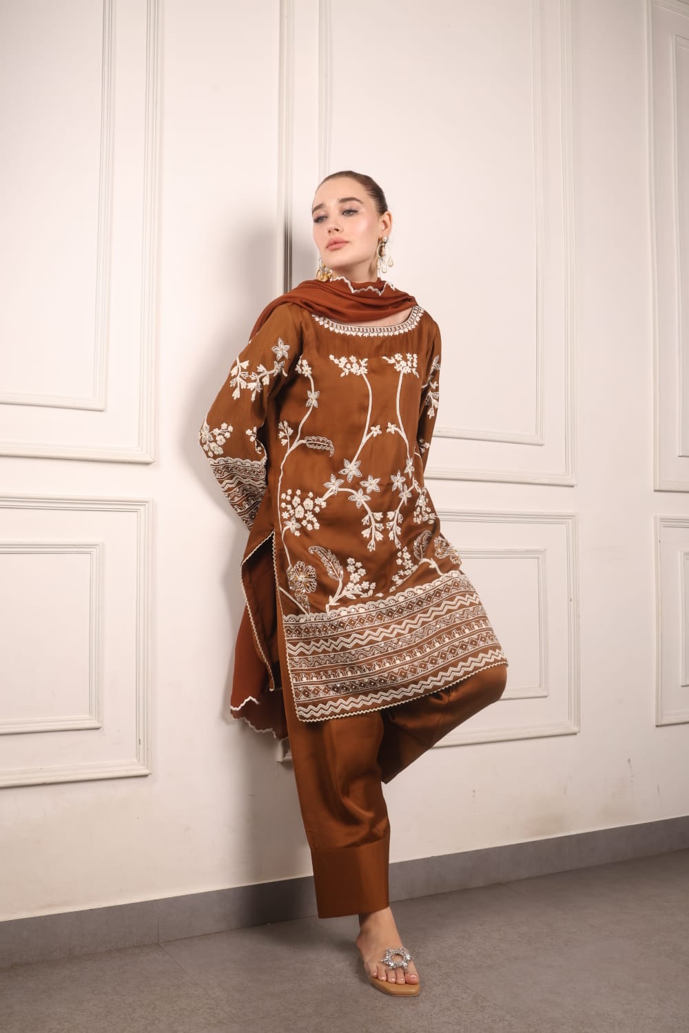 Silk Kurta with Farsi Salwar and Dupatta