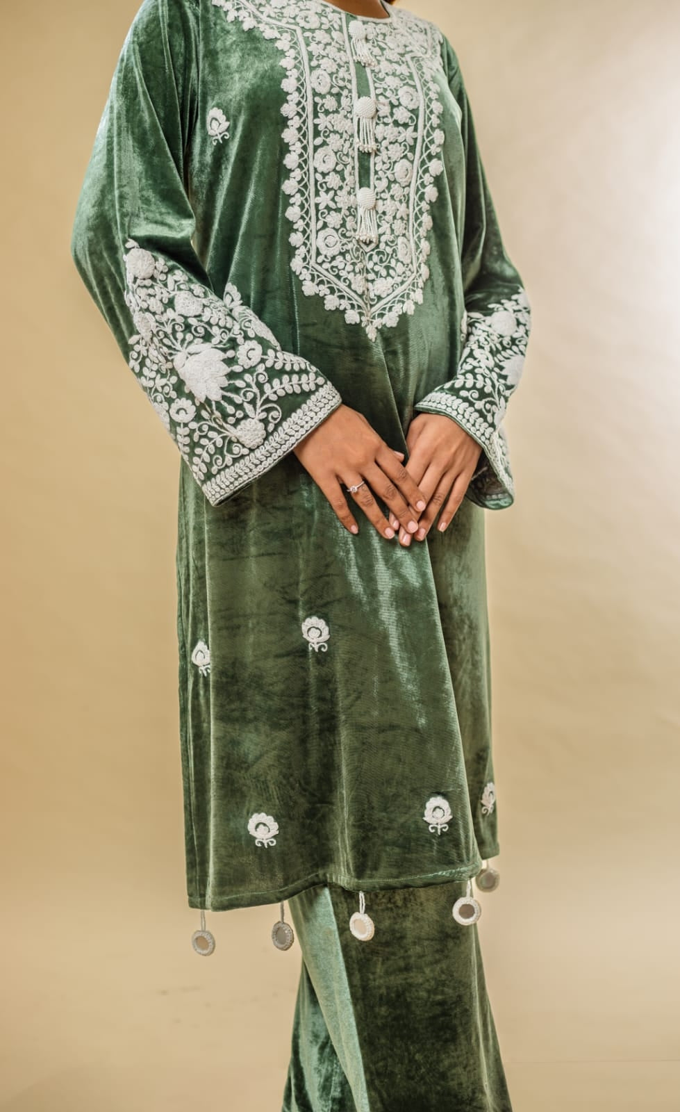 Kurta with code dori work along with straight pants and organza silk dupattah