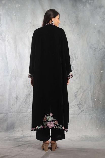 SUFI- Velvet Long jacket with inner, pant and shaded dupatta