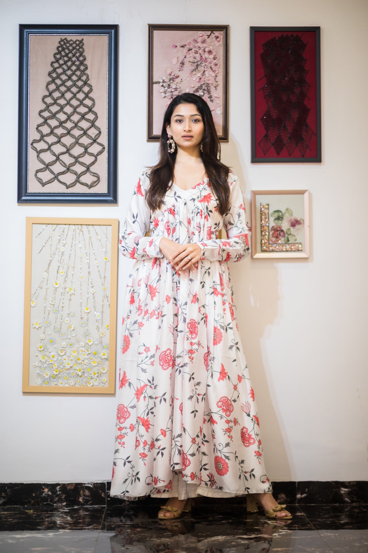 White floral Anarkali