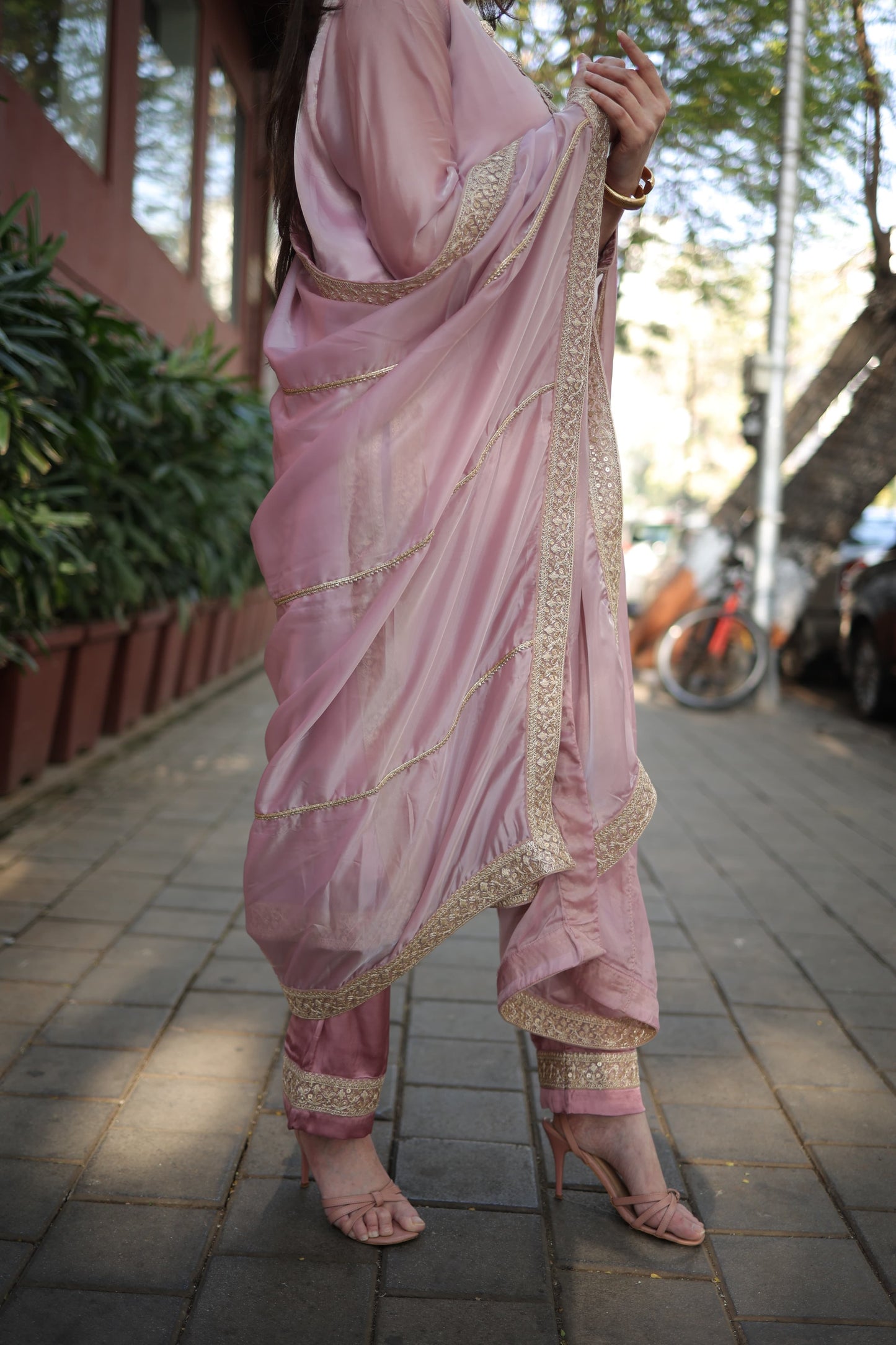 Long kurta with slits Dupattah and pants with gotta work neck and borders