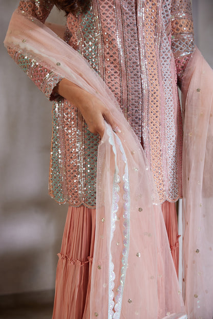 Short Jacket with 3 layers Gharara pants