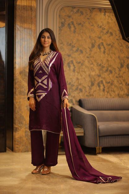 V NECK kurta with sequence work in the front