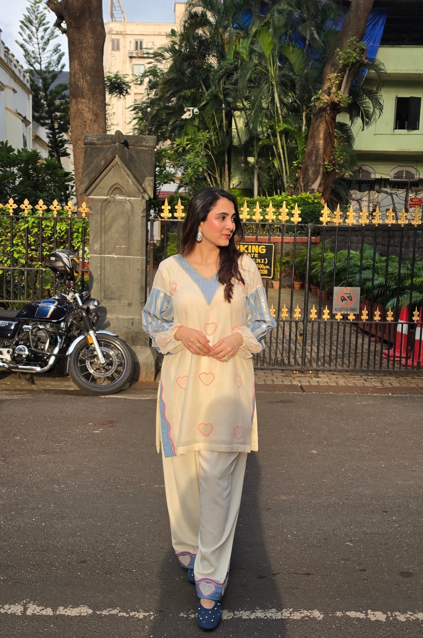 Short kurta with pleated salwar