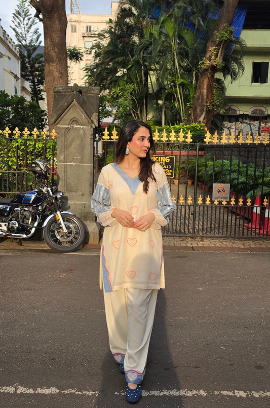 Short kurta with pleated salwar