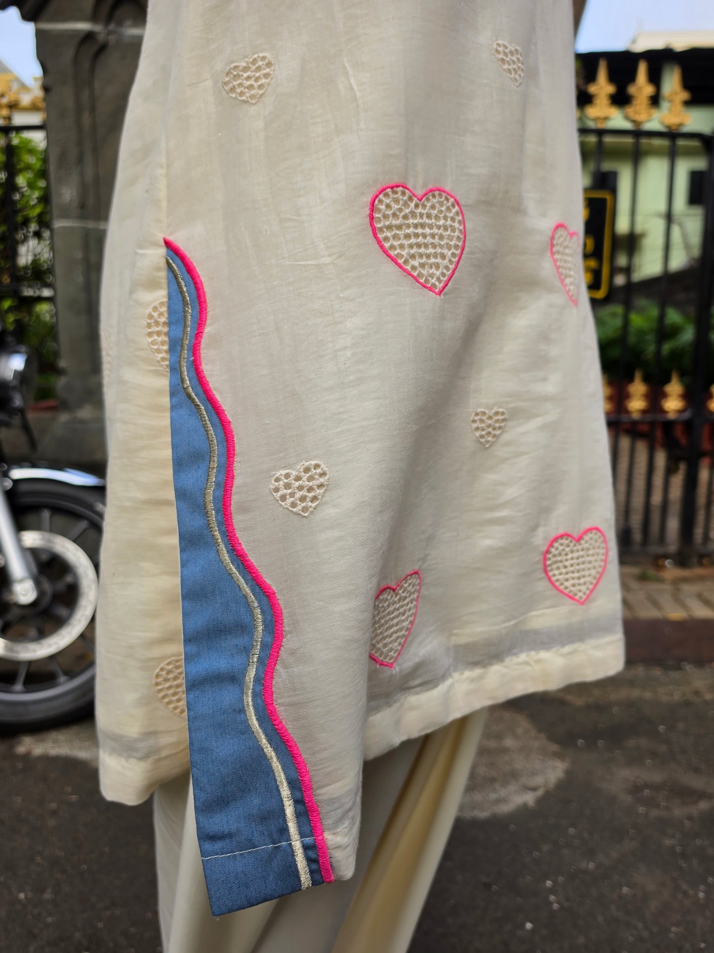 Short kurta with pleated salwar