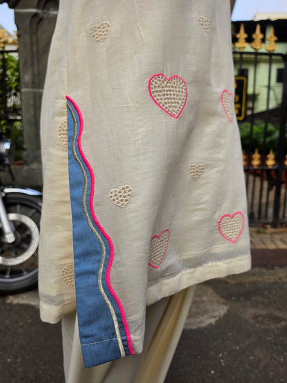 Short kurta with pleated salwar