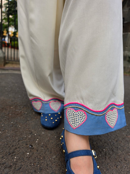 Short kurta with pleated salwar