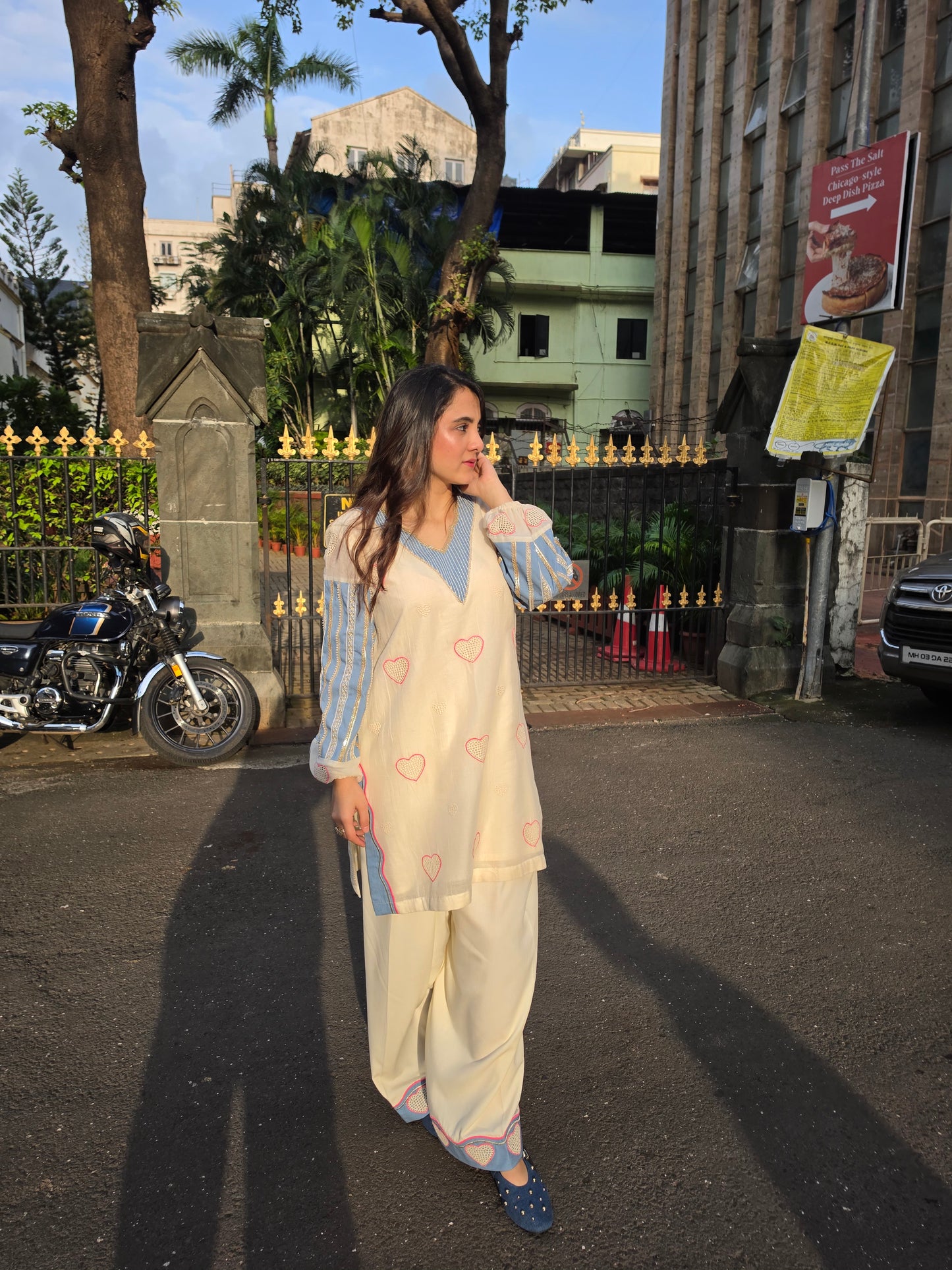 Short kurta with pleated salwar