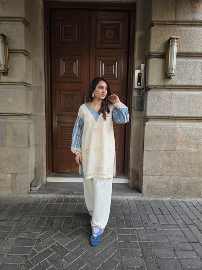 Short kurta with pleated salwar