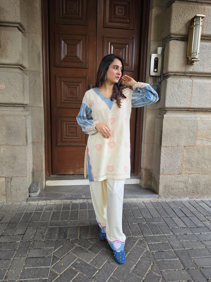 Short kurta with pleated salwar
