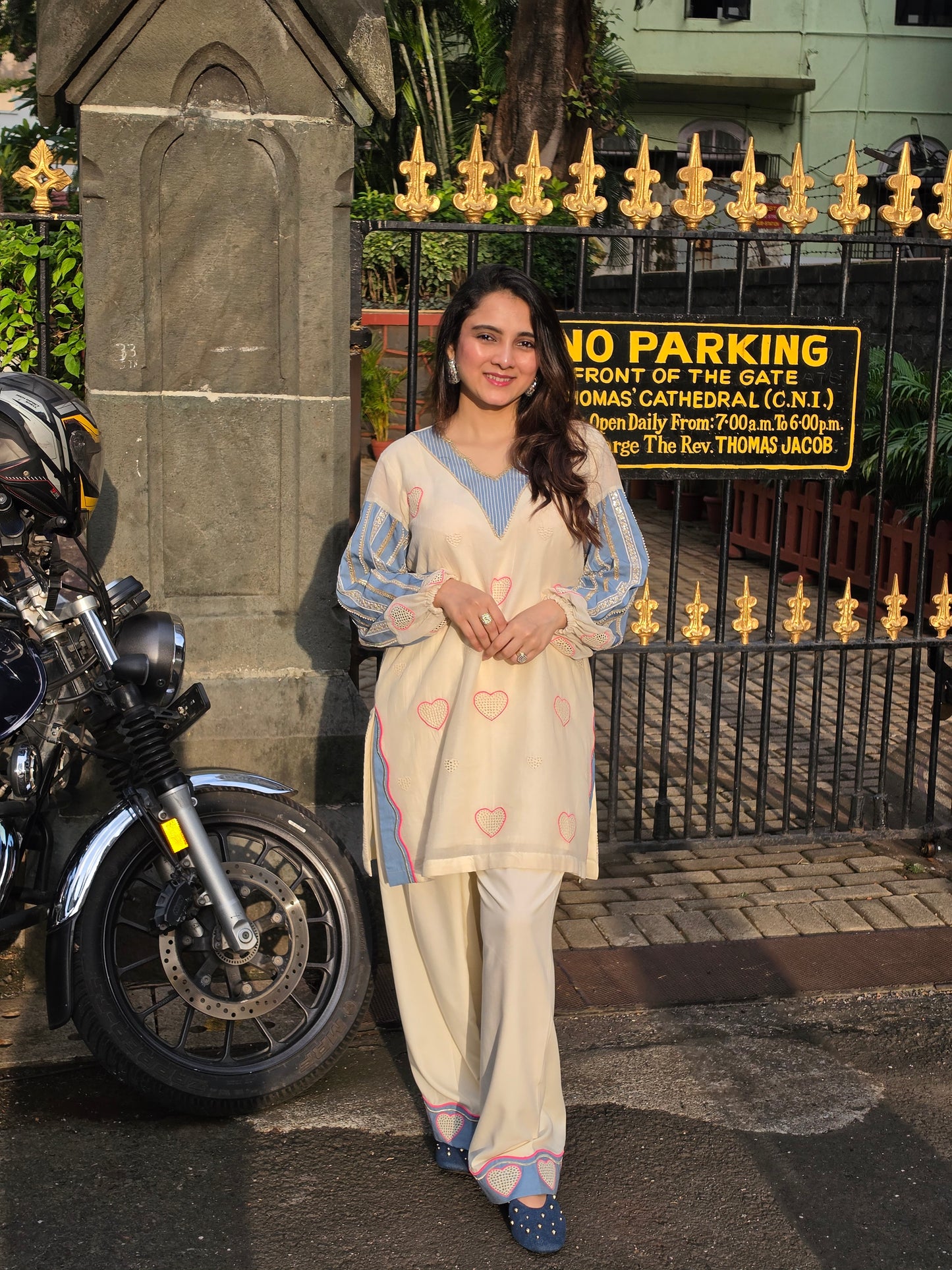 Short kurta with pleated salwar