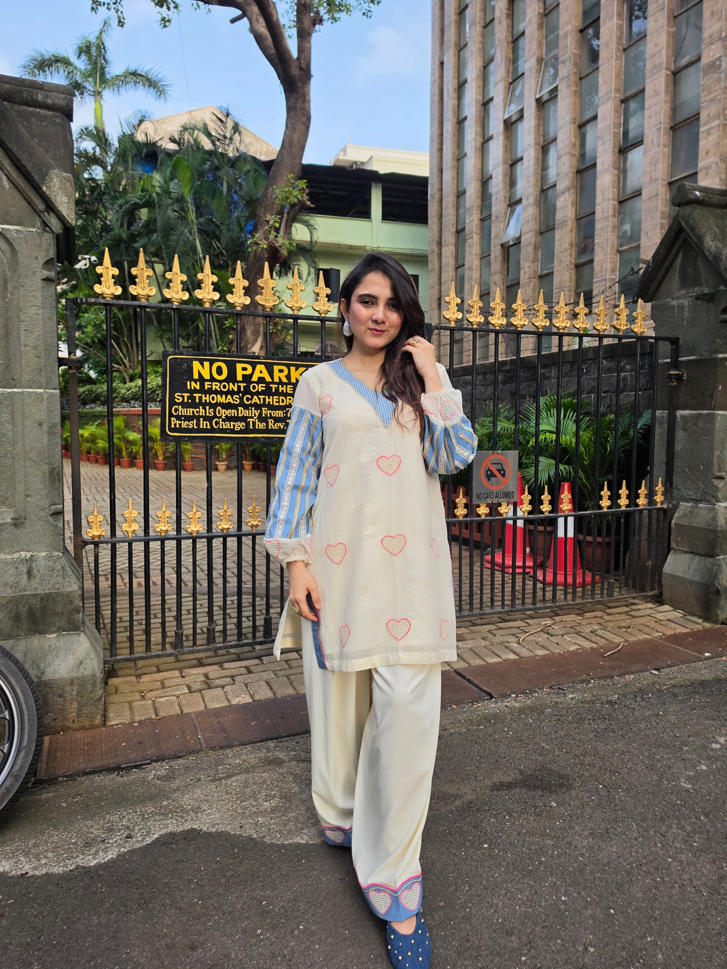 Short kurta with pleated salwar