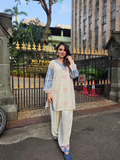 Short kurta with pleated salwar