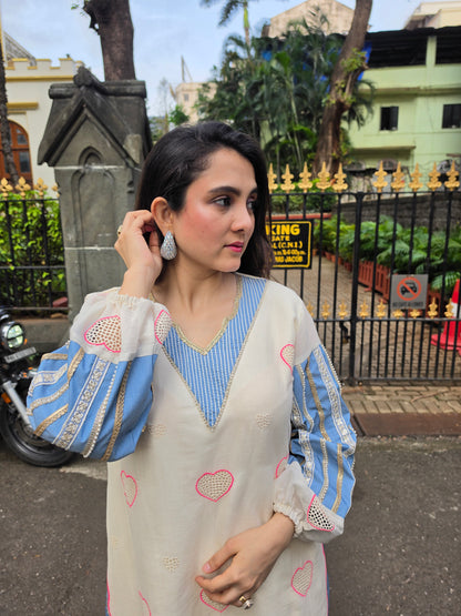 Short kurta with pleated salwar