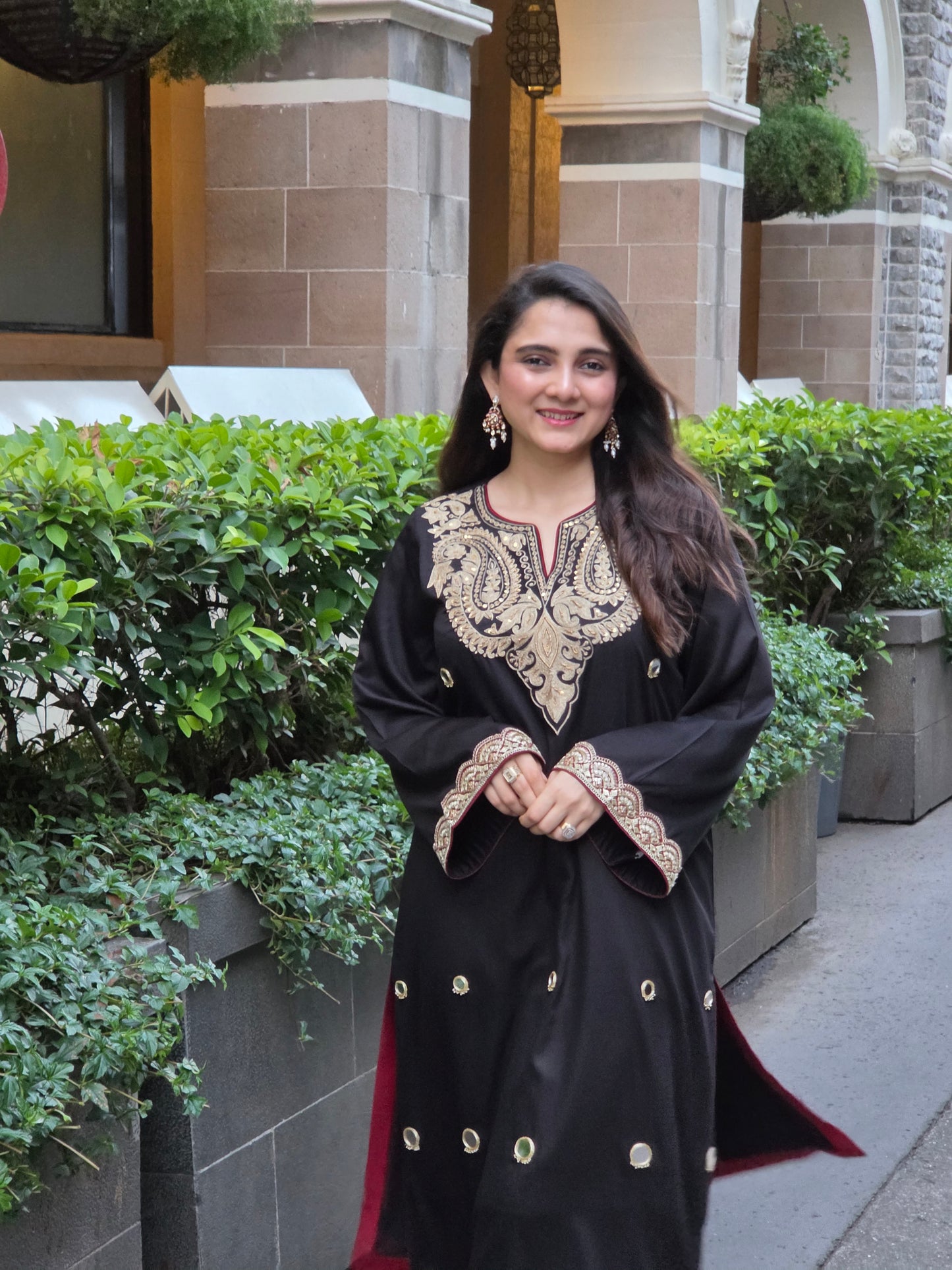 Long kurta with slits and flair pants