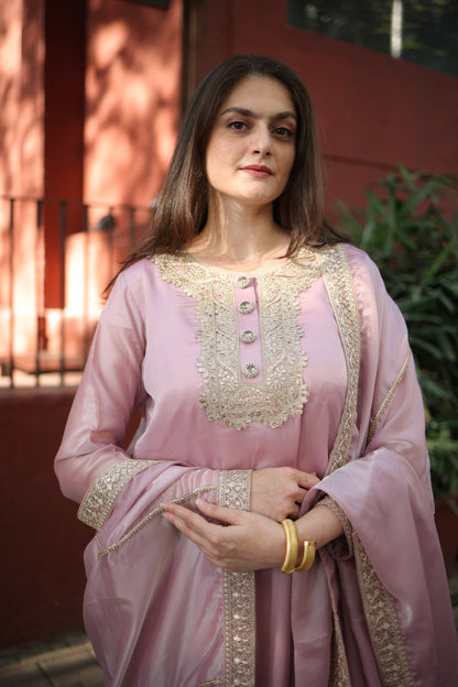 Long kurta with slits Dupattah and pants with gotta work neck and borders