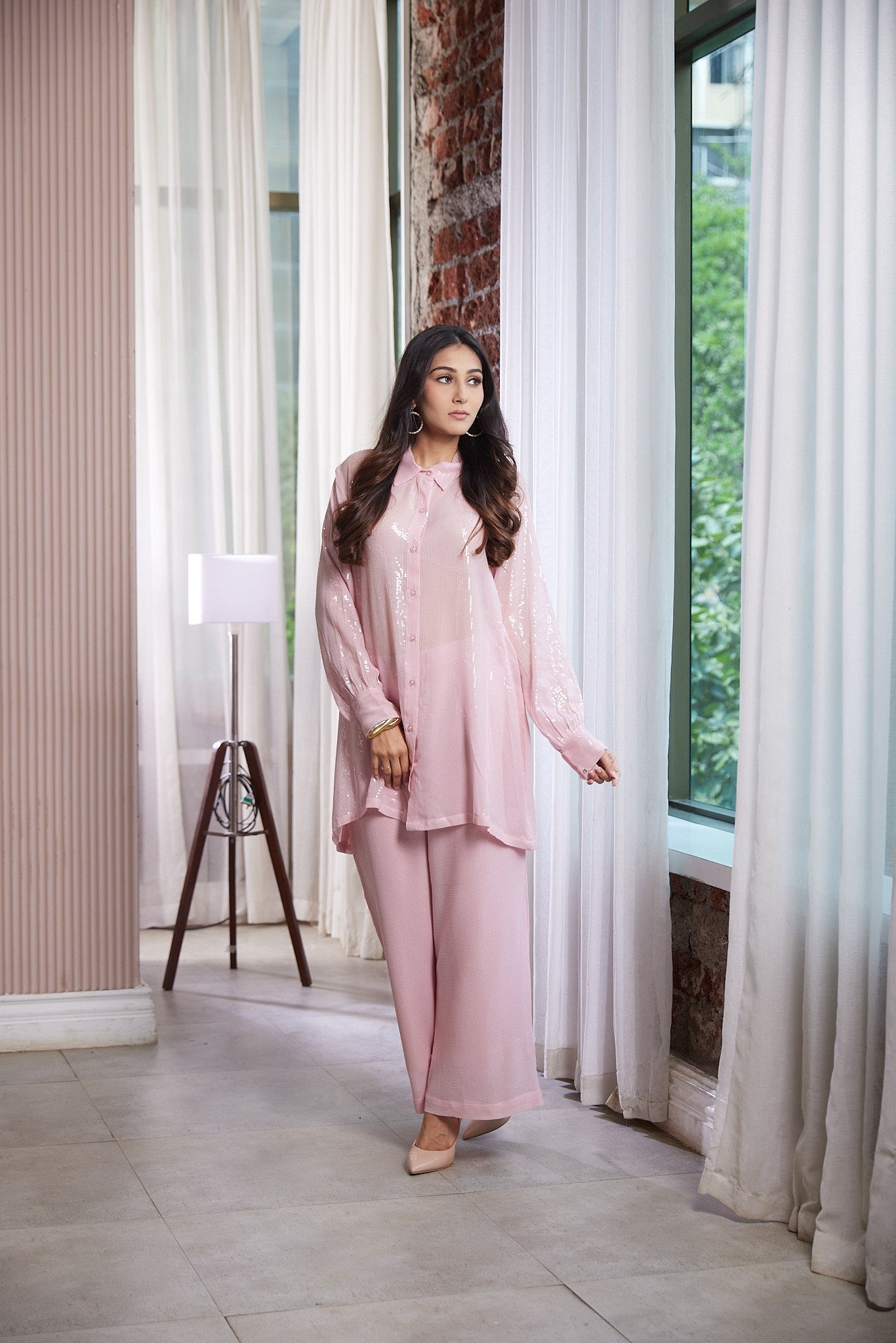 Shirt and pant co- ord set [Baby Pink set ]