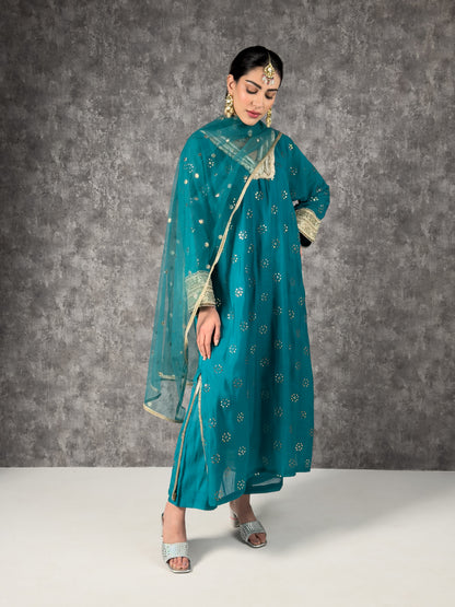 Long kaftaan with pants and dupatta