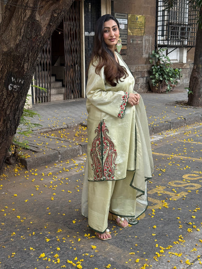 Long Kurta with Farsi Salwar and Tissue Silk Dupatta
