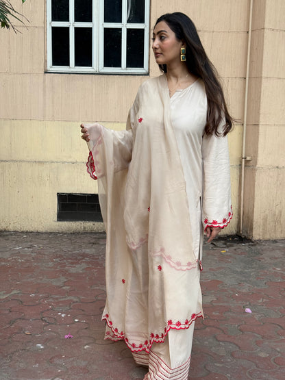 Short Kurta with Farsi Salwar and Silk Dupatta