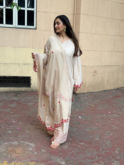 Short Kurta with Farsi Salwar and Silk Dupatta