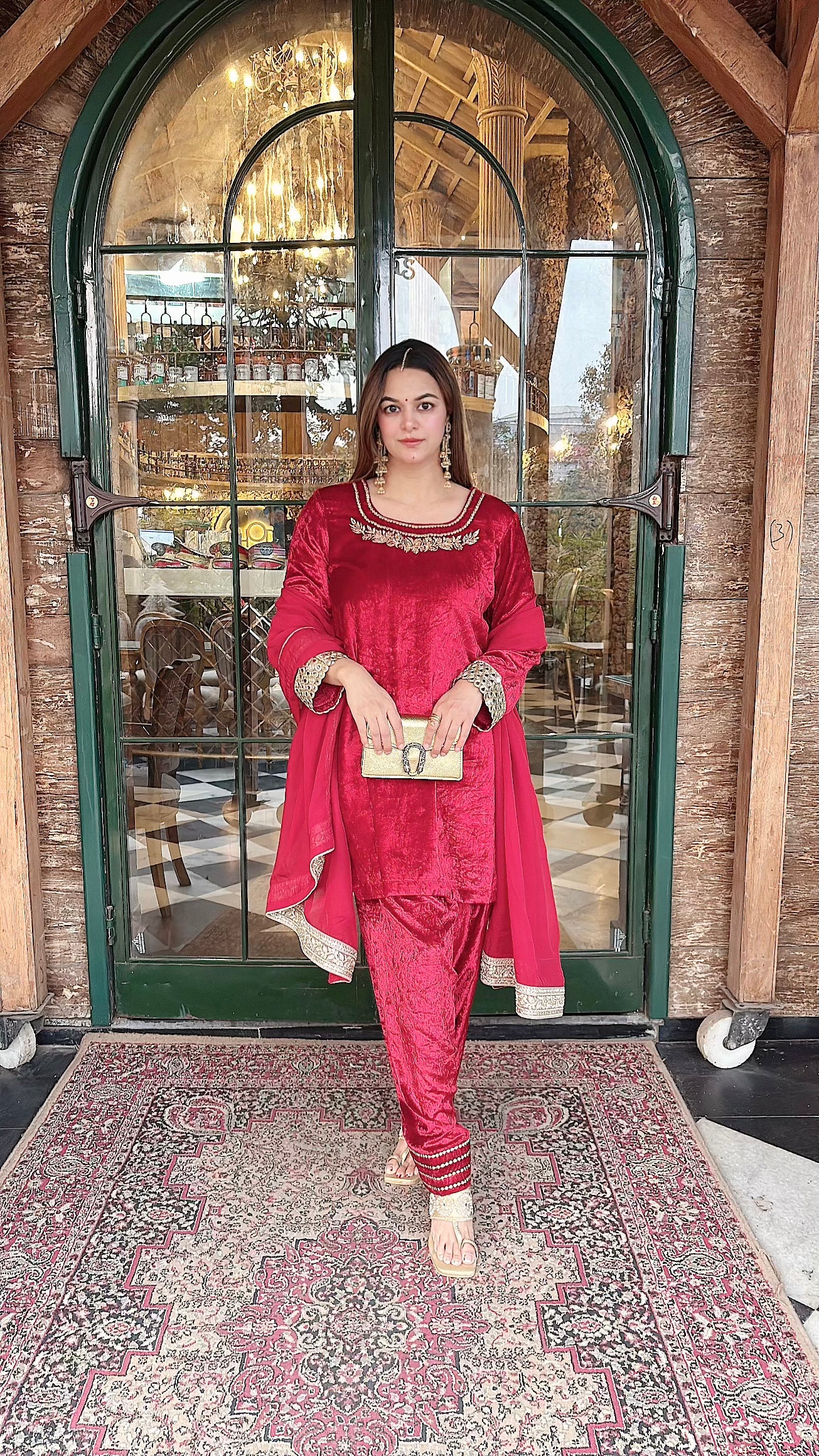 Velvet Short kurti with farsi salwar and dupatta