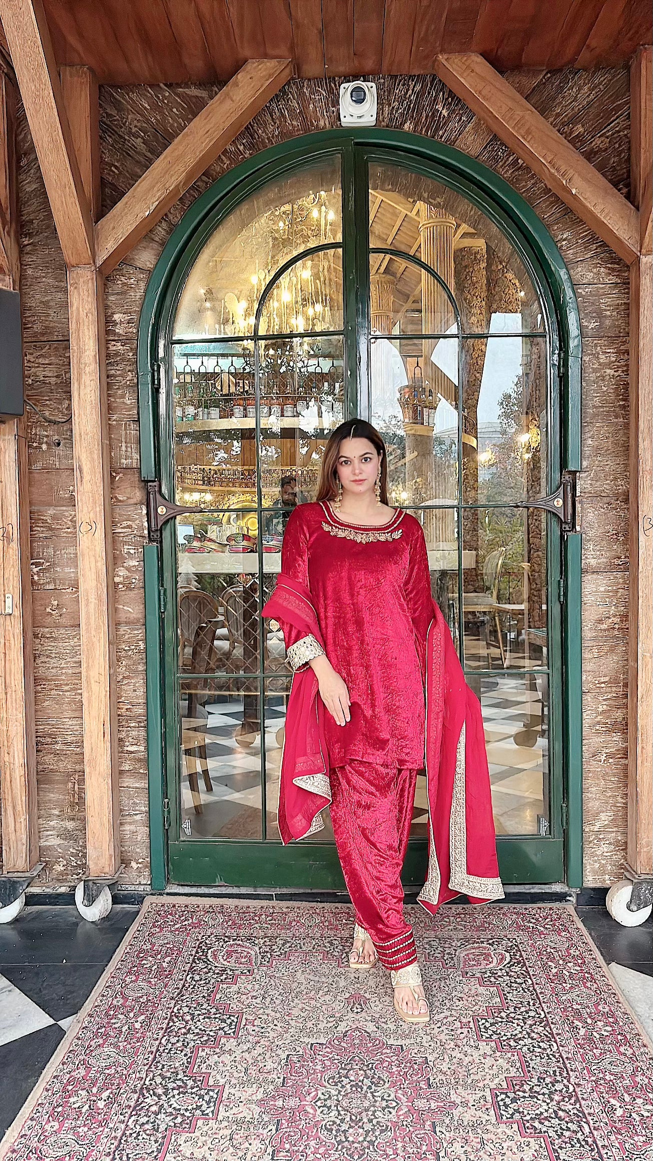 Velvet Short kurti with farsi salwar and dupatta