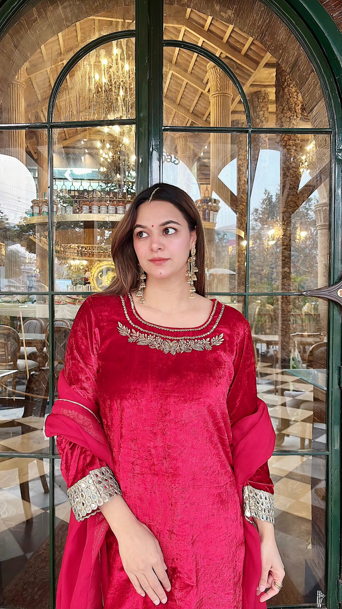 Velvet Short kurti with farsi salwar and dupatta